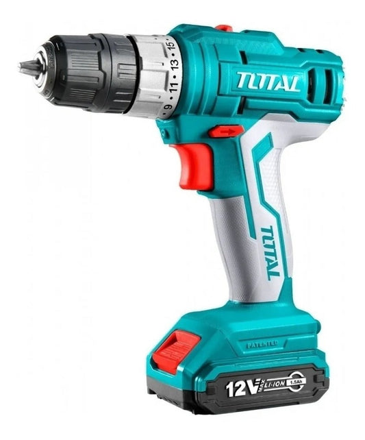 TOTAL TALADRO ATORN. INALAMBRICO 12V C/BAT+CARG